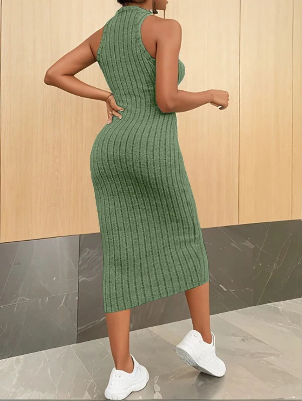 Luxury Halter Midi Dress For Elegant Nights