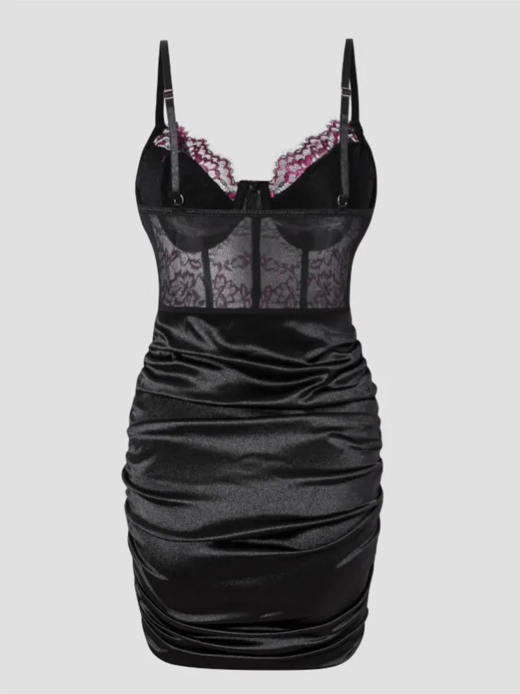 Women Lace Bodycon Club Dress Spaghetti Strap