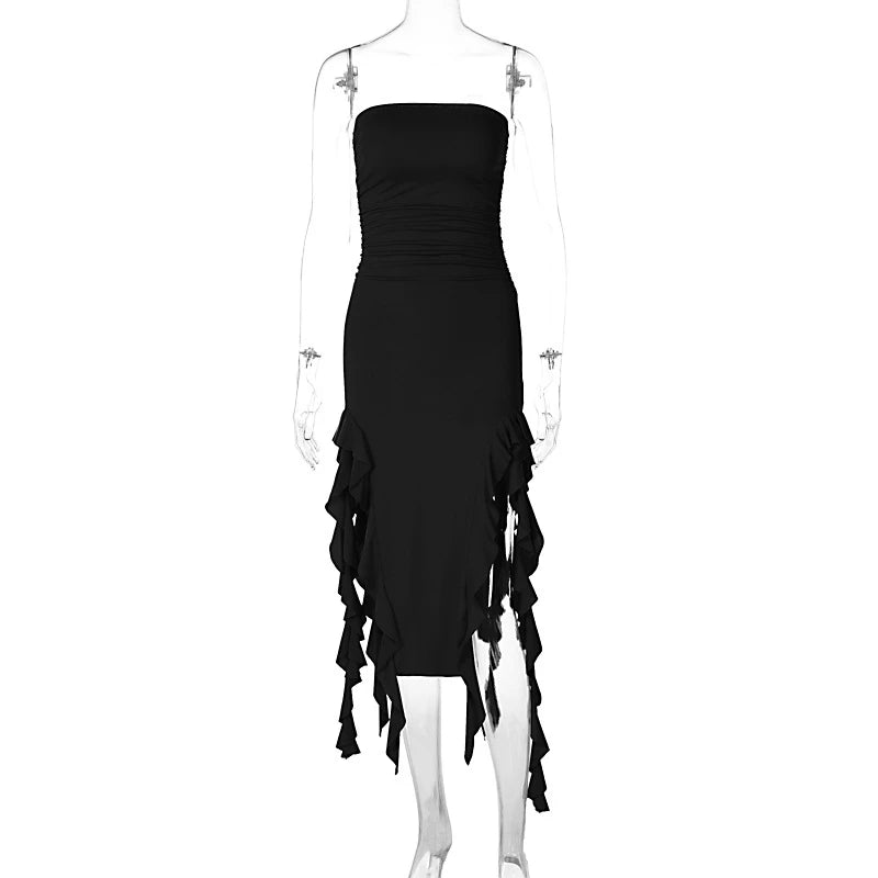 2024 Vintage Black Maxi Dress For Women Elegant Style