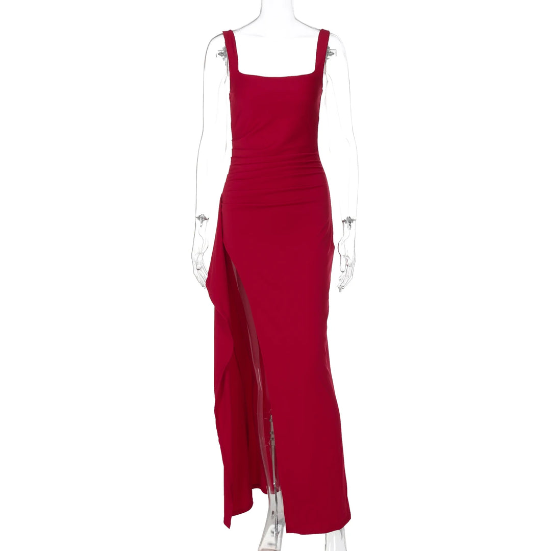 Elegant Stretchy Spring 2025 Knit Maxi Dress