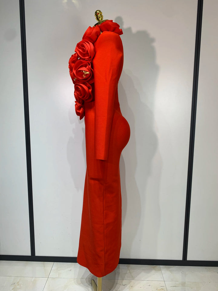 Luxury 3D Floral Bandage Dress For Stunning
