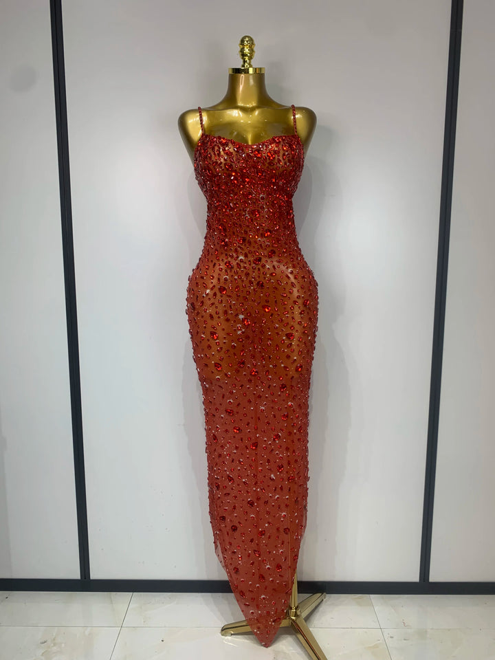Kormanly Rhinestone Mesh Evening Gown Exclusive