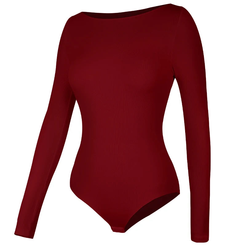 Womens Round Collar Elastic Bodysuit Shapewear