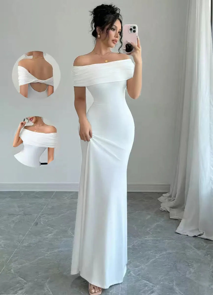 Off Shoulder Bodycon Midi Cocktail Dress Night Out