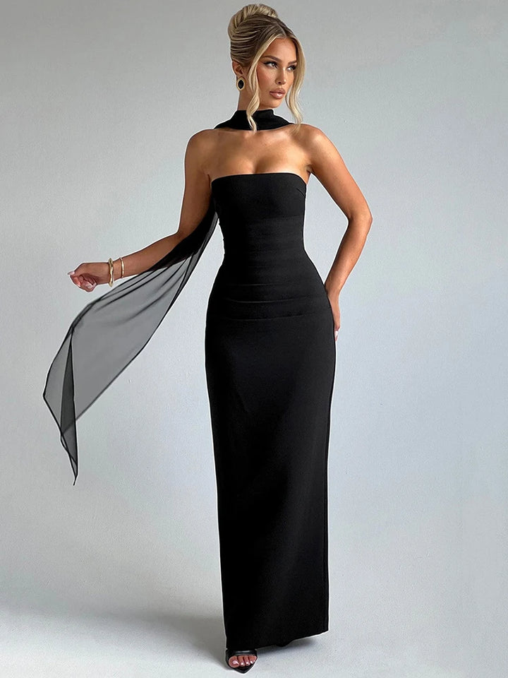 Mozision Strapless Maxi Dress Off Shoulder Club
