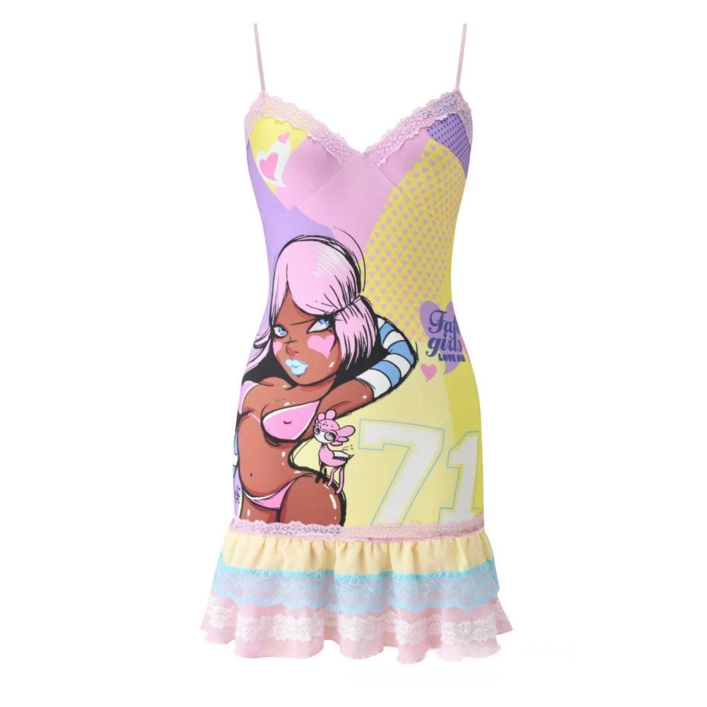 Chic Y2K V Neck Sleeveless Bodycon Mini Dress