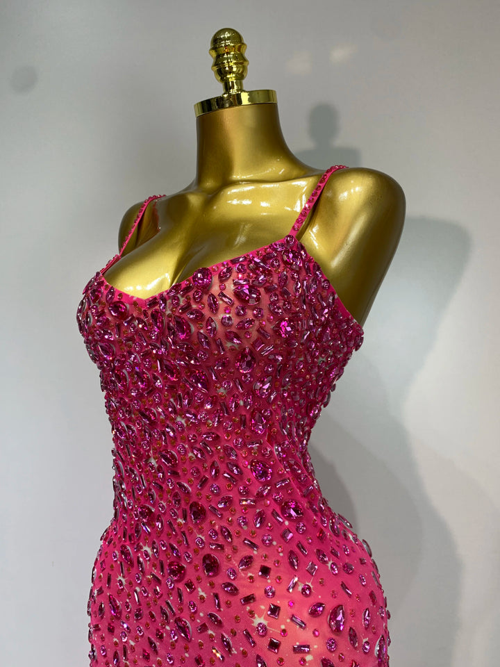 Kormanly Rhinestone Mesh Evening Gown Exclusive
