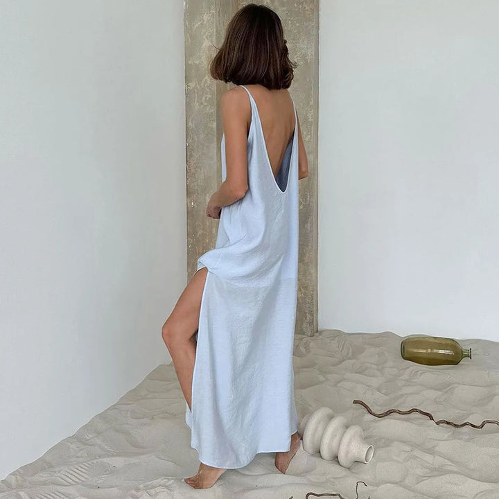 HiLoc Signature White Soft V Neck Midi Nightgown