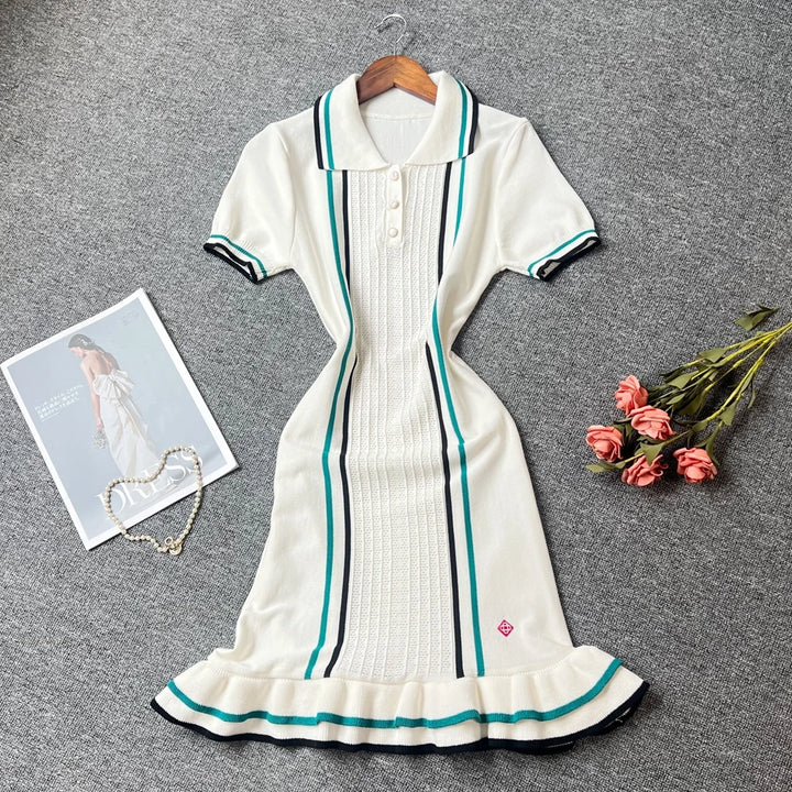 YuooMuoo Women Knit Slim Bodycon Ruffles Dress