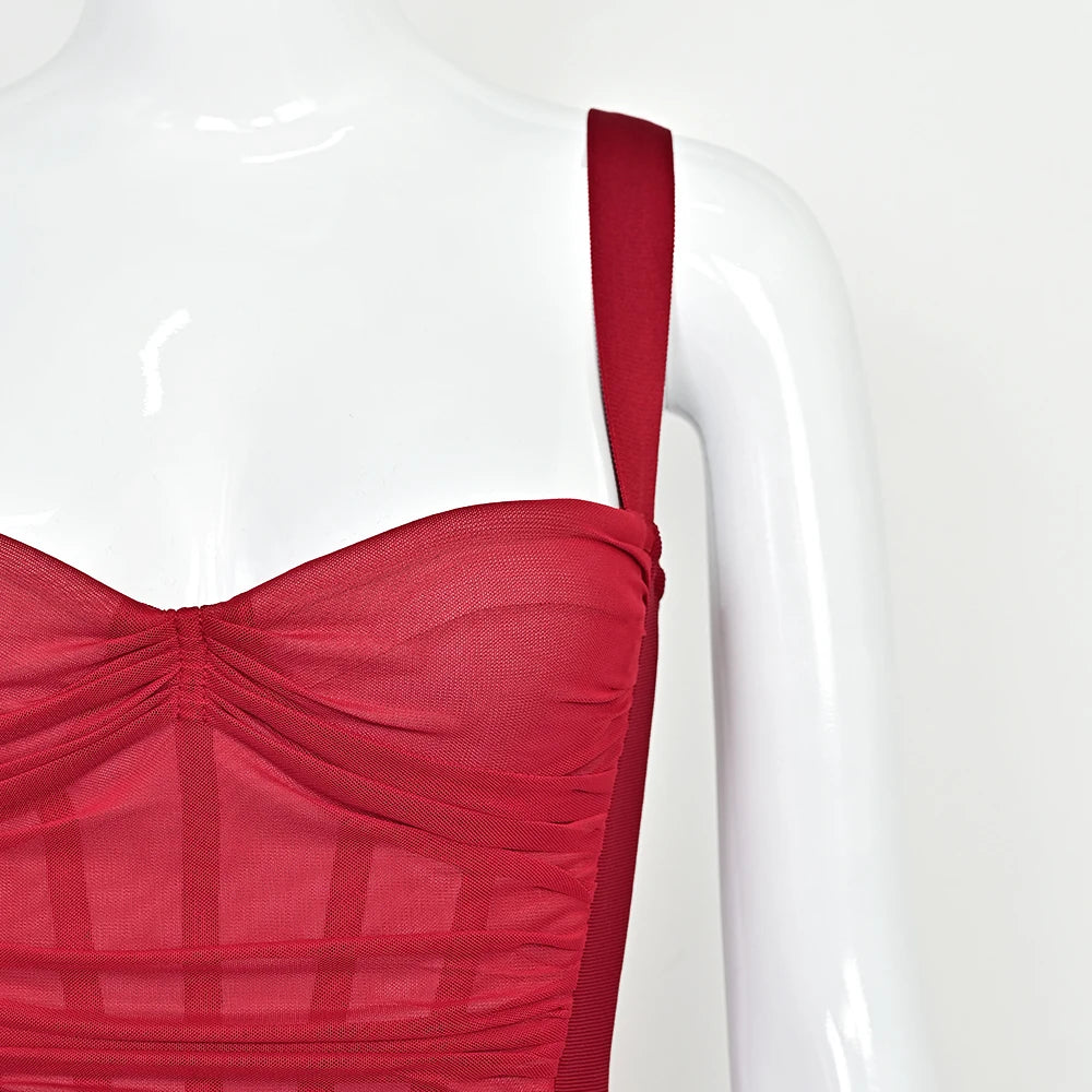 Beaukey Vintage Lace Bandage Dress Elegant