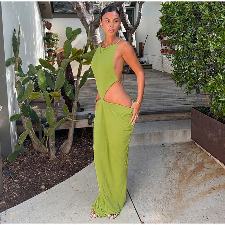 Btuce Exclusve Hollow Out Emerald Green Maxi Dress