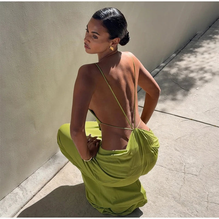 Btuce Exclusve Hollow Out Emerald Green Maxi Dress