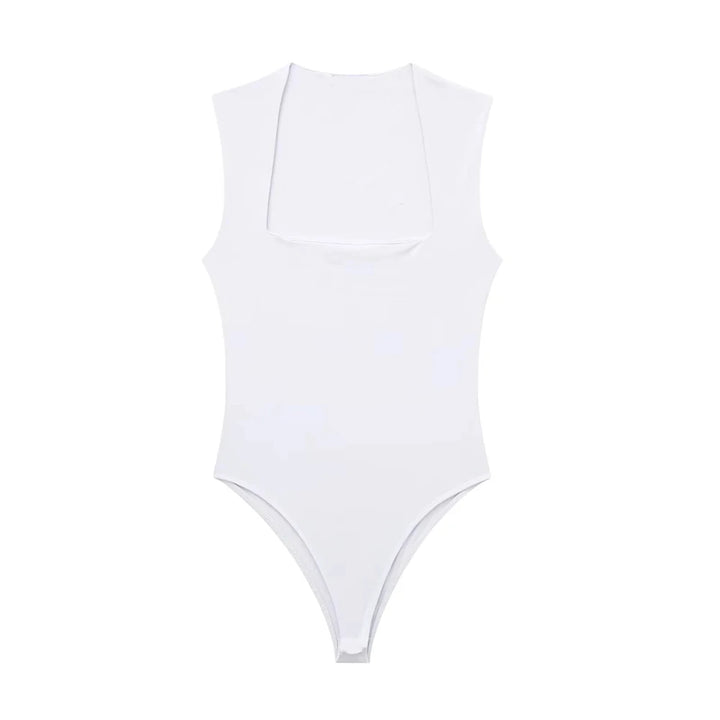Skinny Square Neck Bodysuit for Women Sexy Sleeveless