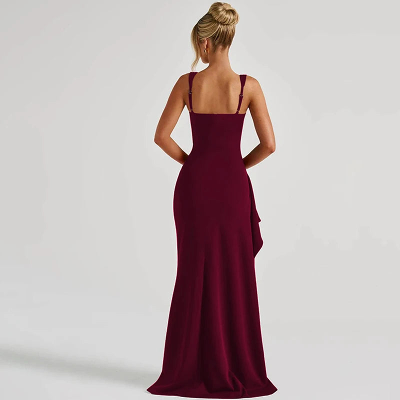 Elegant Stretchy Spring 2025 Knit Maxi Dress
