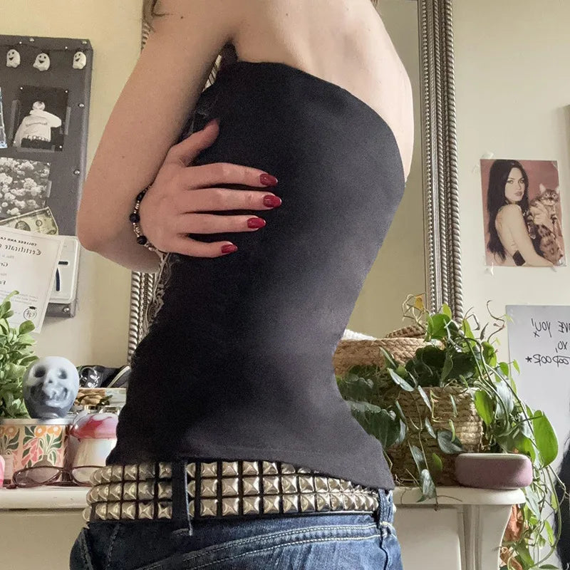 Dozw Exclusive Vintage Gothic Black Knit Tube Top
