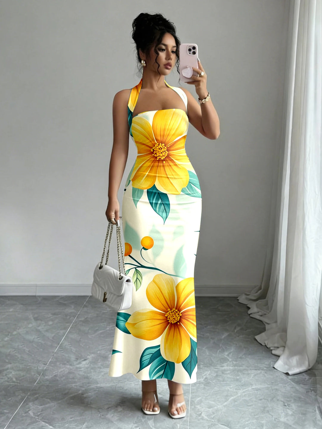Flowing Long Skirt With Hanging Neck Design