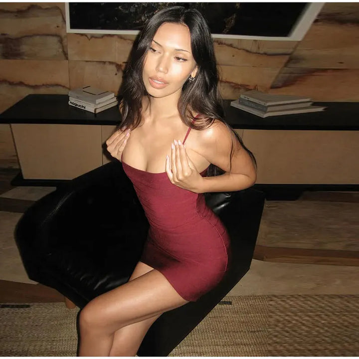 Ribbed Bandage Bodycon Mini Dress Premium Cotton