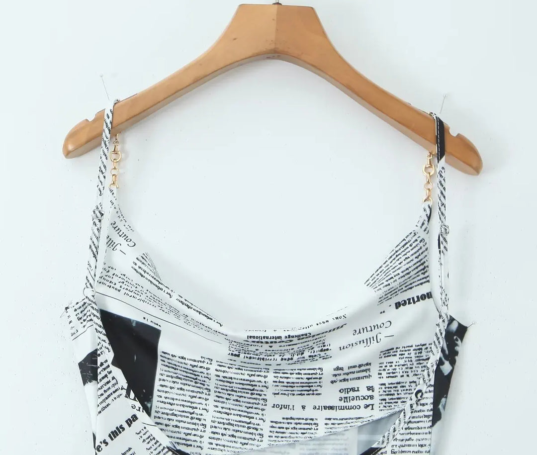 Yenkye Signature Newspaper Print Irregular Mini