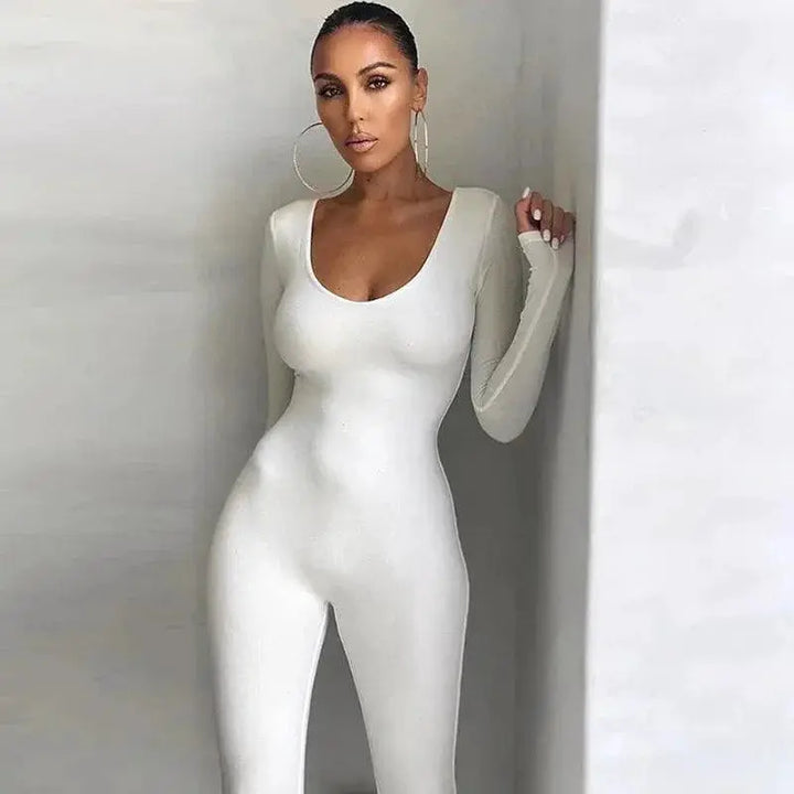 Sophisticated Brown Bodycon Jumpsuit Spandex Fashion Piece