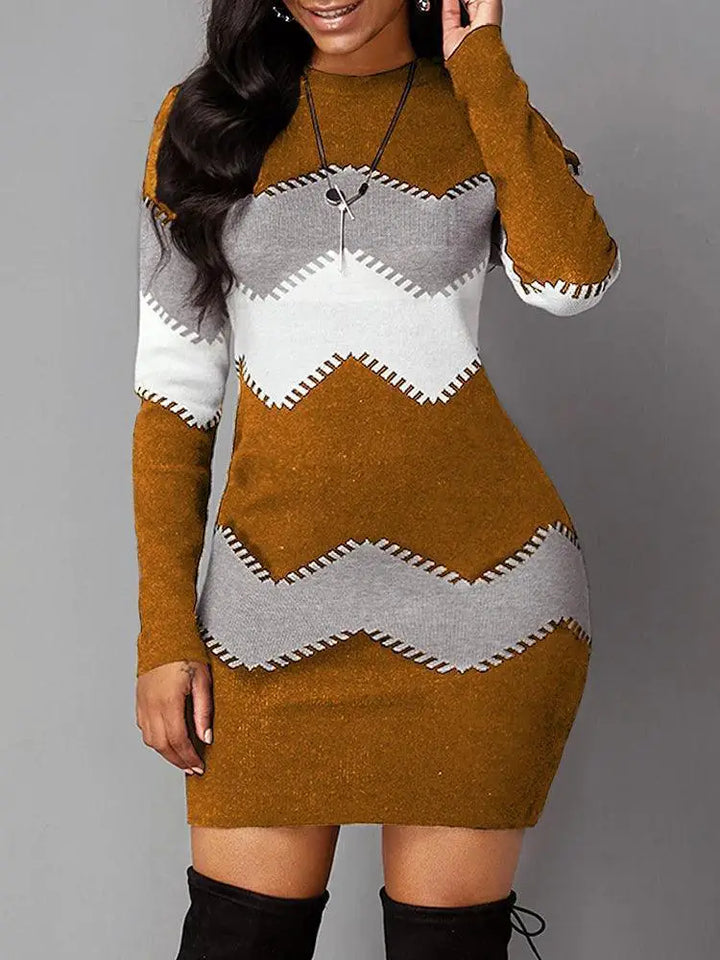 Autumn Elegance Plus Size Knit Bodycon Dress For Women