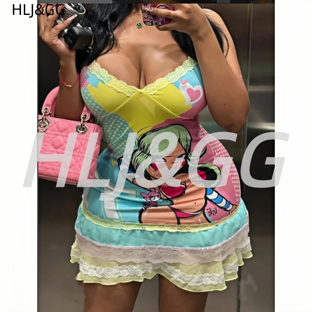 Y2K Lace Splicing Bodycon Mini Dress Women