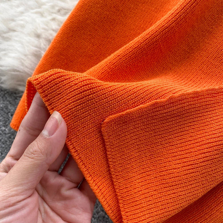 Cozy Knitted Midi Dress With V Neckline