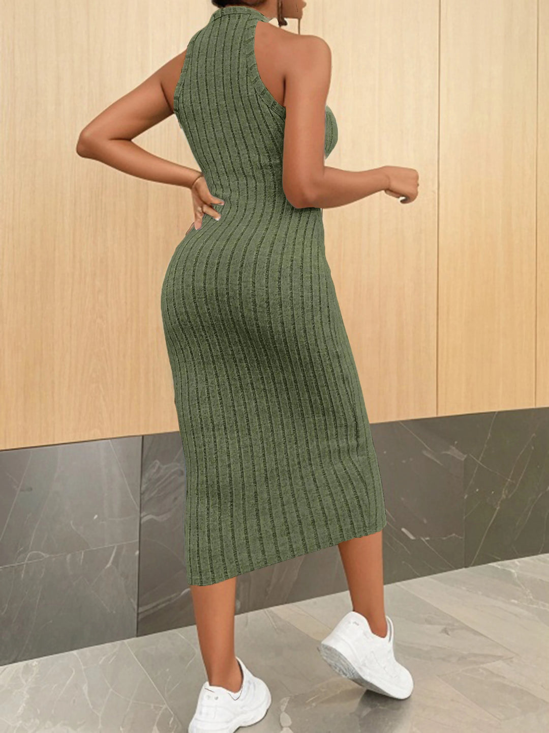 Luxury Halter Midi Dress For Elegant Nights