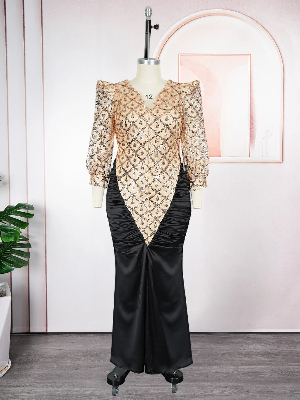 Dashiki Sequins Bodycon Party Dress Evening Wear