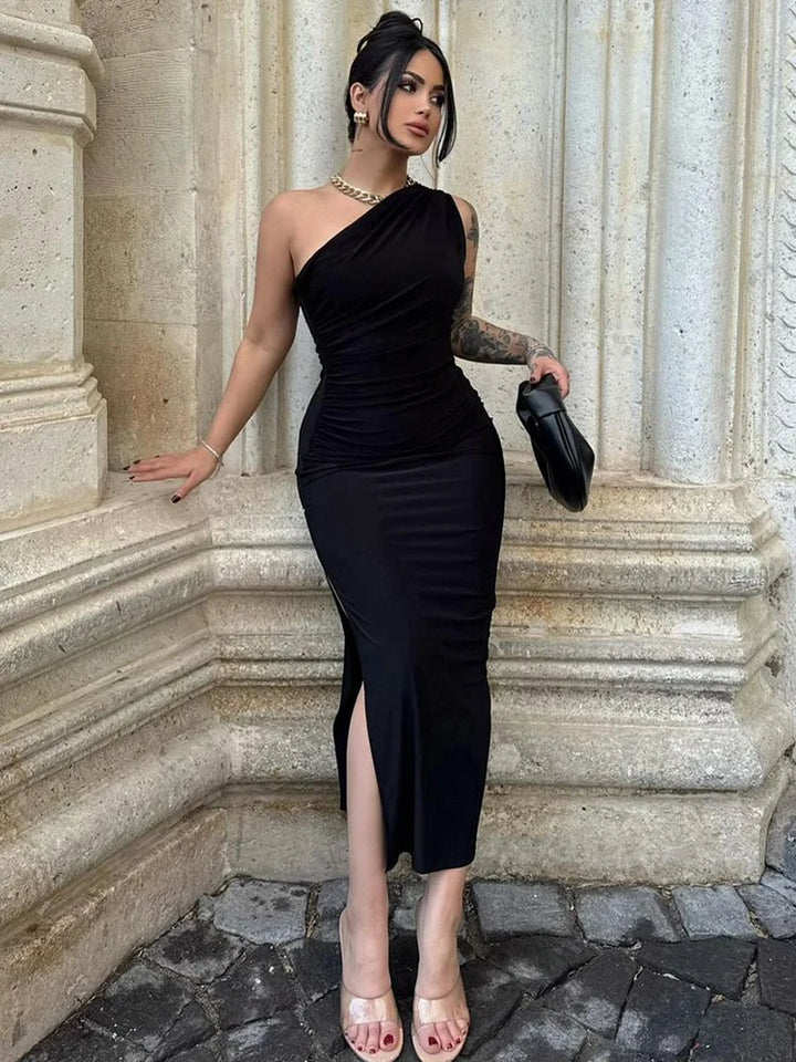 Elegant Black Off Shoulder Maxi Dress
