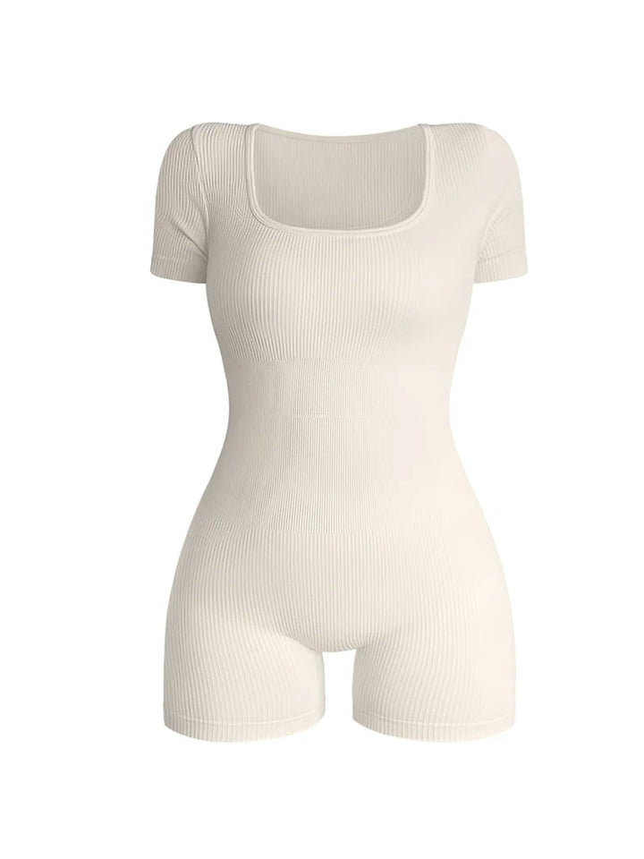 Womens Square Neck Jumpsuit High Waist Bodycon Fit