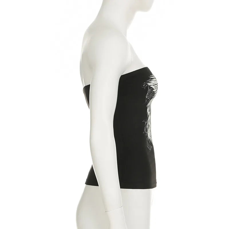 Dozw Exclusive Vintage Gothic Black Knit Tube Top