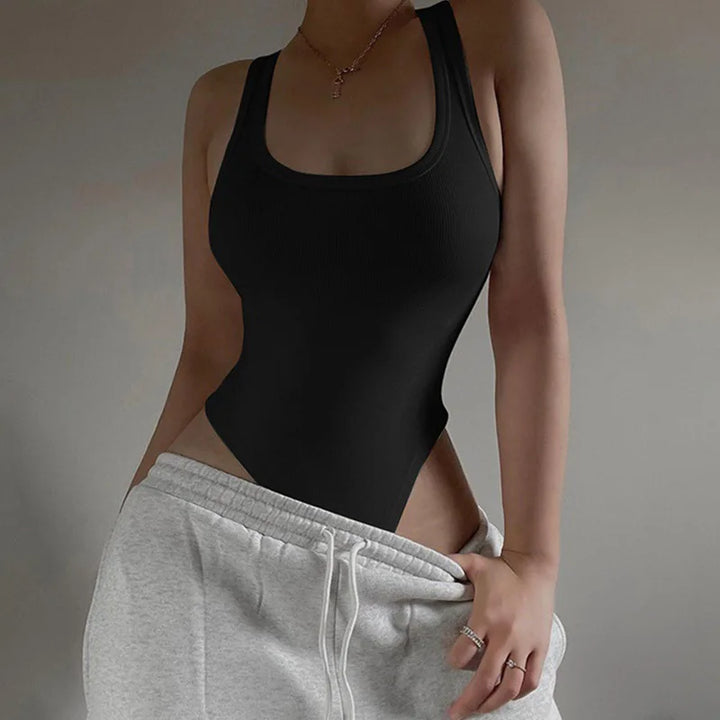 Sleeveless Knit Bodysuit Off Shoulder Halter Top