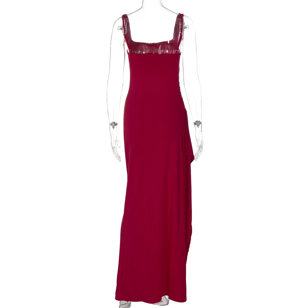 Elegant Stretchy Spring 2025 Knit Maxi Dress