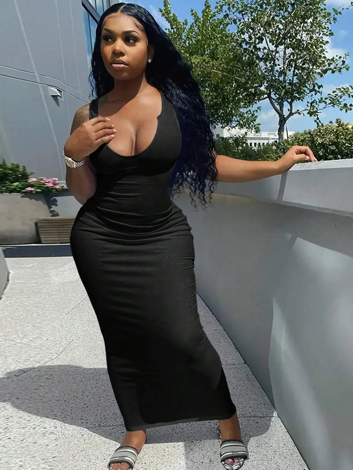 Elegant Notched Neck Bodycon Dress For Women