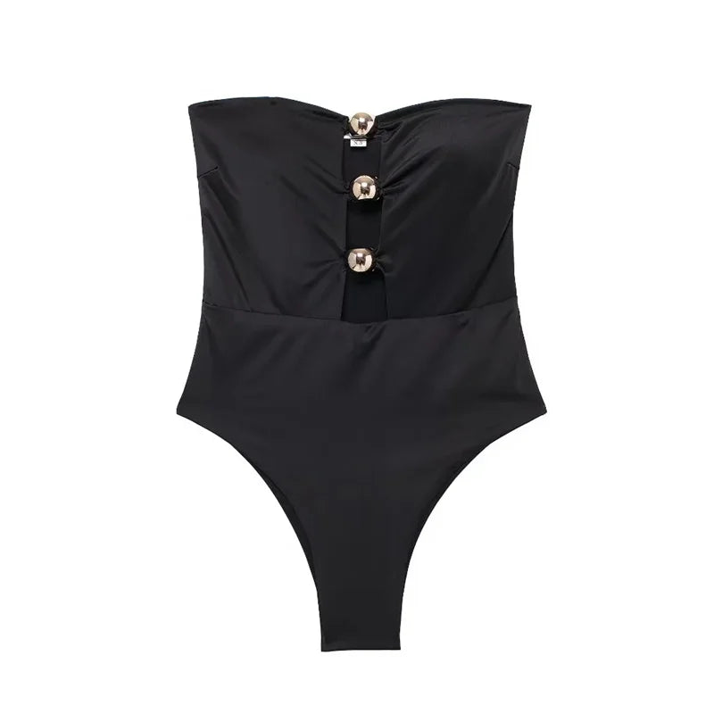 Black Off Shoulder Bodysuit For Women