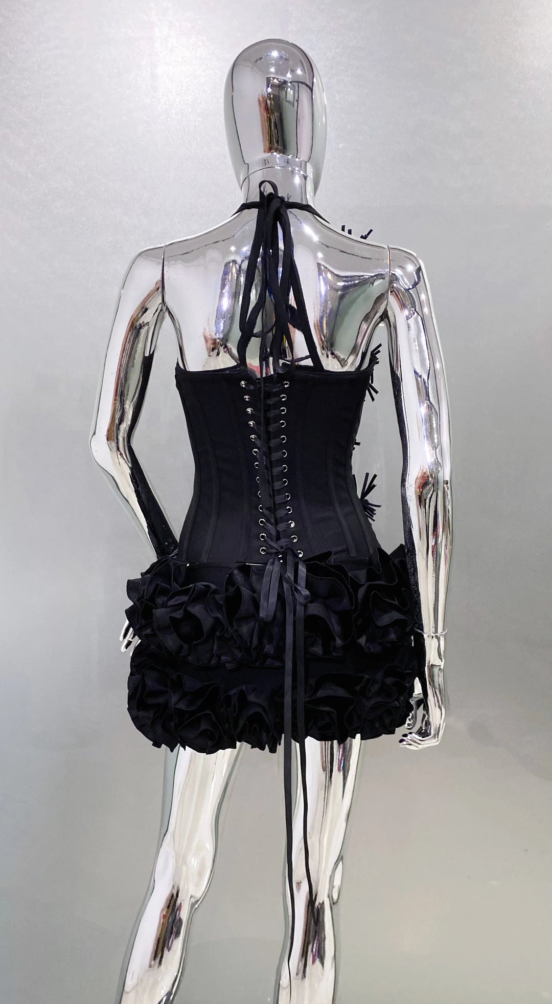 Black Red Strapless Laced Bodycon Cocktail Mini