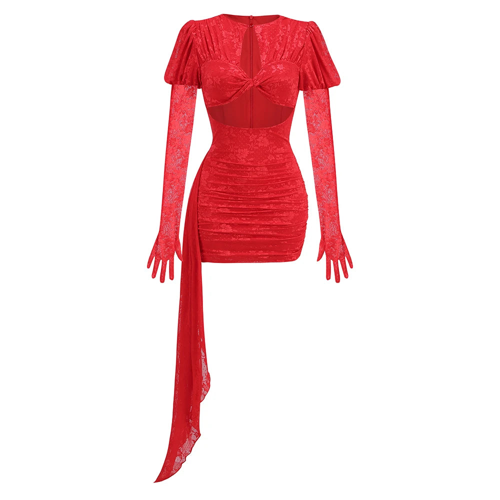 Red White Womens Bodycon Nightclub Draped Dress