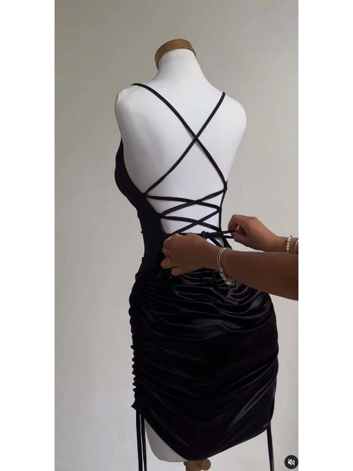 Luxurious Satin Wrap Bodycon Mini Dress