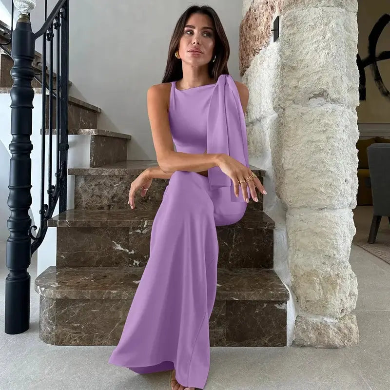Hugcitar Fashion Solid O Neck Sleeveless Patchwork Sexy Bodycon Maxi Prom Dress Summer Women Clothes Party Festival Club Y2K
