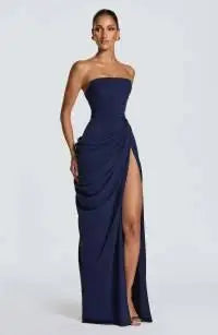 Elegant Yellow Strapless Pleated Dress For Summer Evening Parties