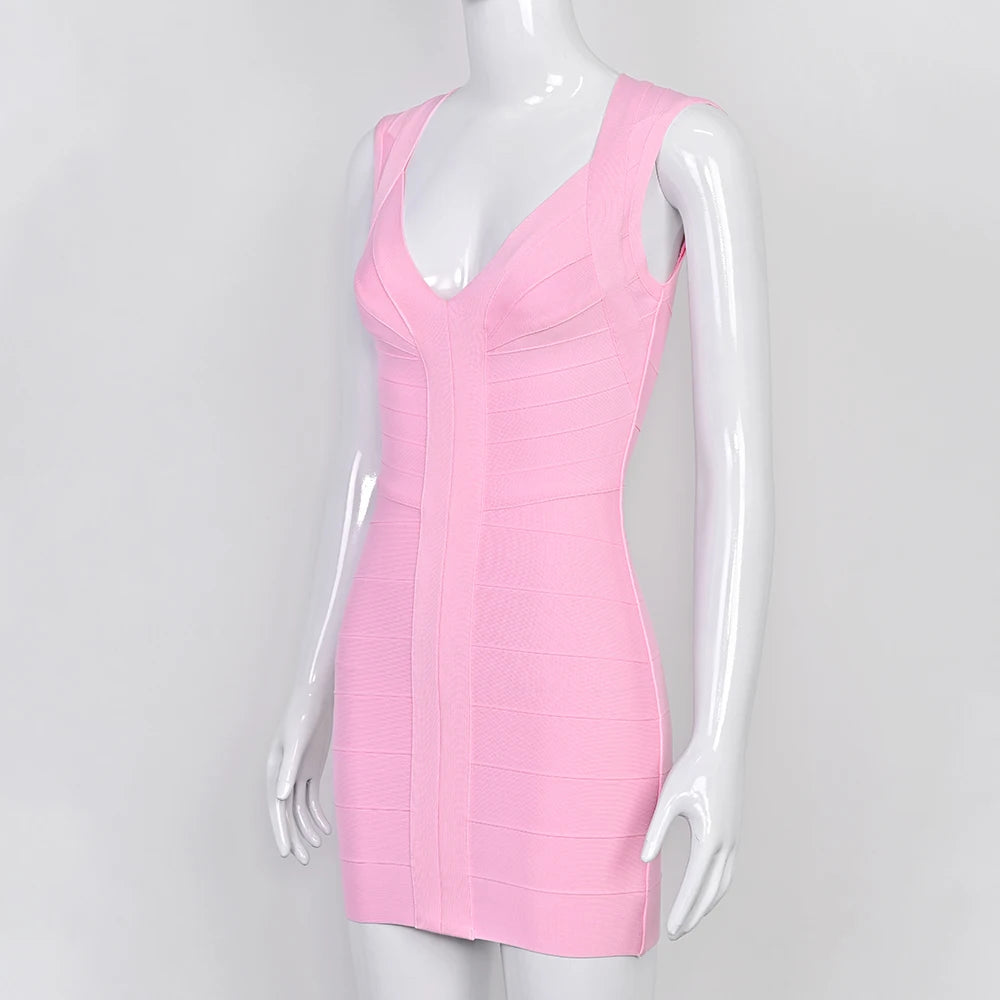 Luxury Signature Knit Plunge Dress For Elegant