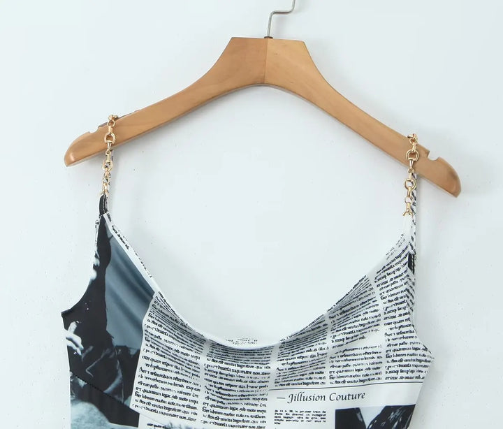 Yenkye Signature Newspaper Print Irregular Mini