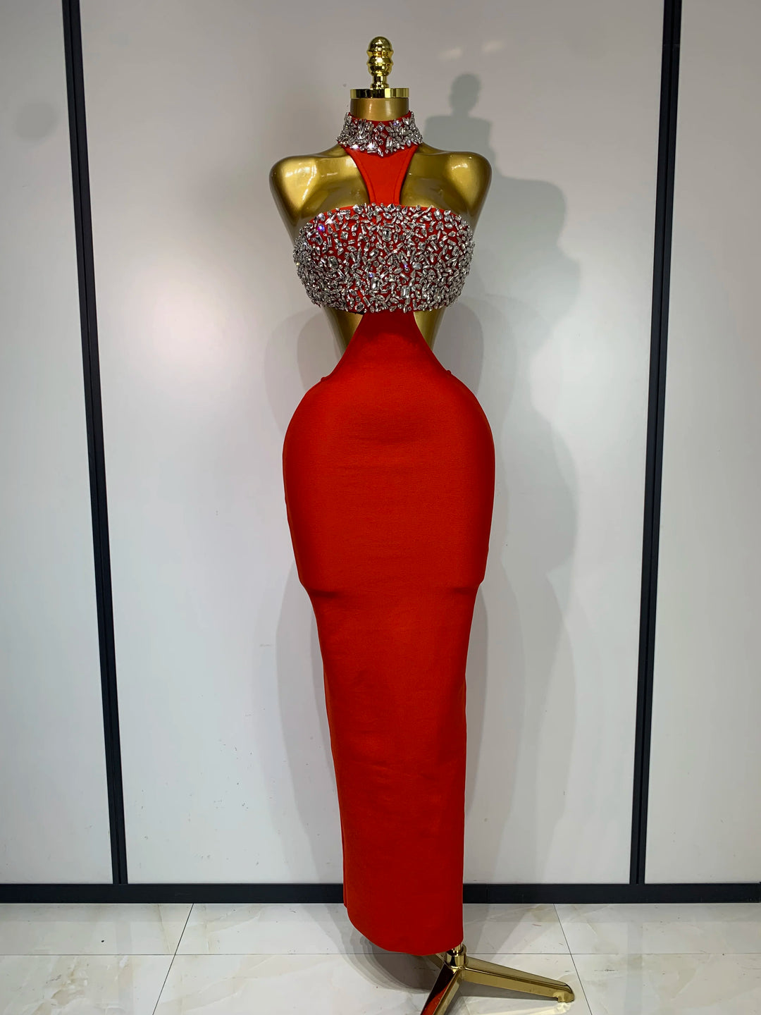 Women Backless Sparkly Crystal Bodycon Party Dress