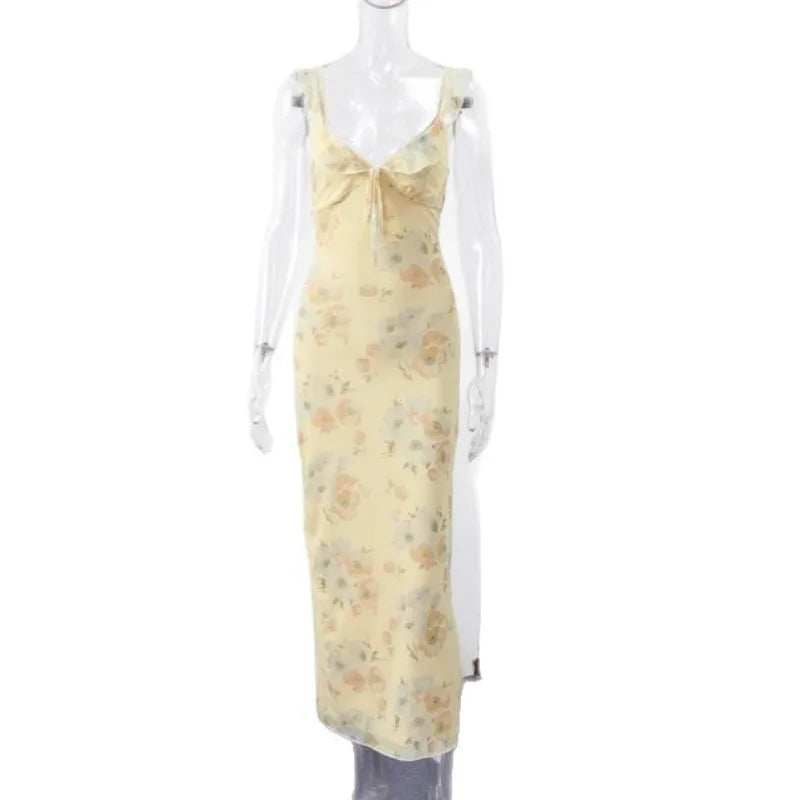 Dawndesslo Women Floral Backless Slim Fit Summer