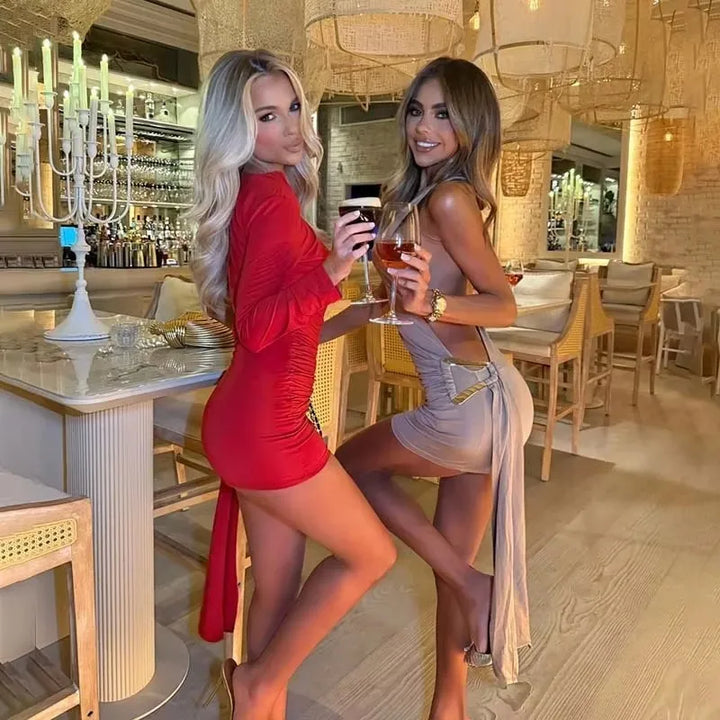 Townlike One Shoulder Backless Maxi Bodycon Dress
