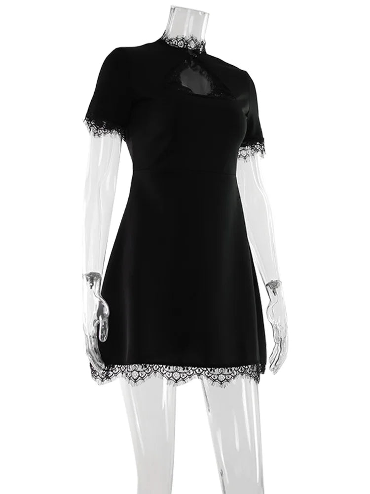 Sculptural Black Lace Sheath Dress Elevates Your