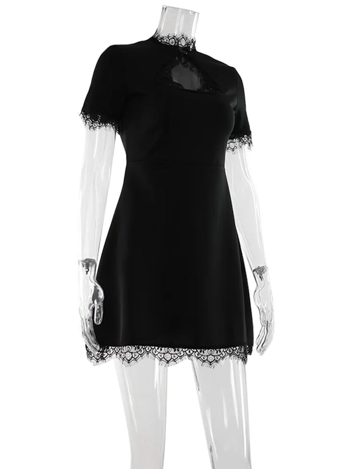 Sculptural Black Lace Sheath Dress Elevates Your
