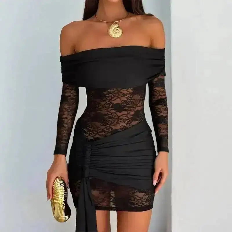 Elegant Lace Mini Dress Exclusive Tailored Off