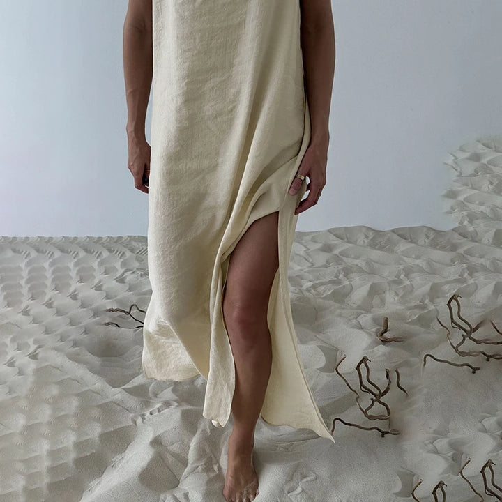 HiLoc Signature White Soft V Neck Midi Nightgown