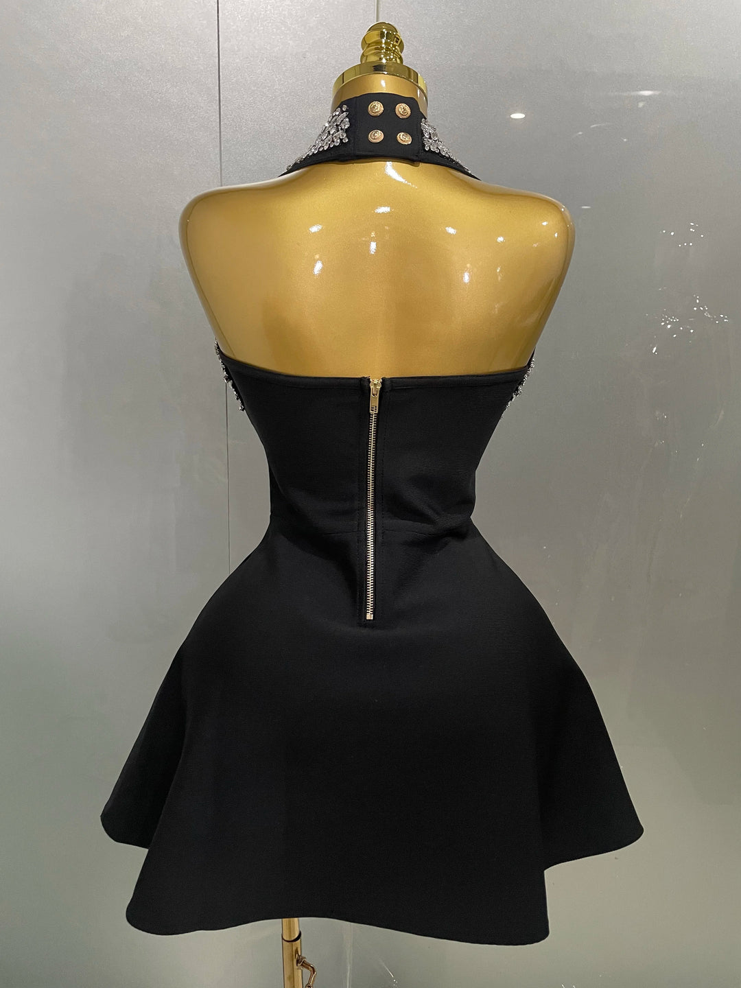 Stunning Black Sequin Off Shoulder Crystal Slim